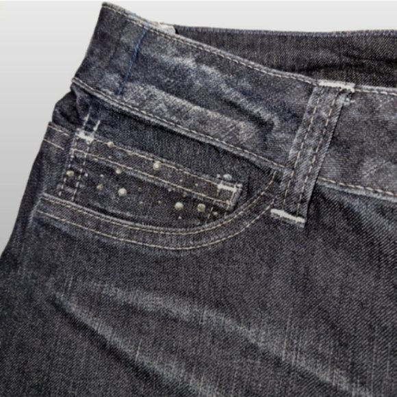 S & P  ♡ Gorgeous Black Stretchy Denim Embellished Bling Skinny Jeans 10|12 Long - Picture 5 of 17